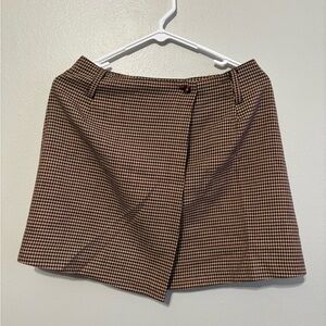 Classic Brown Houndstooth Skirt